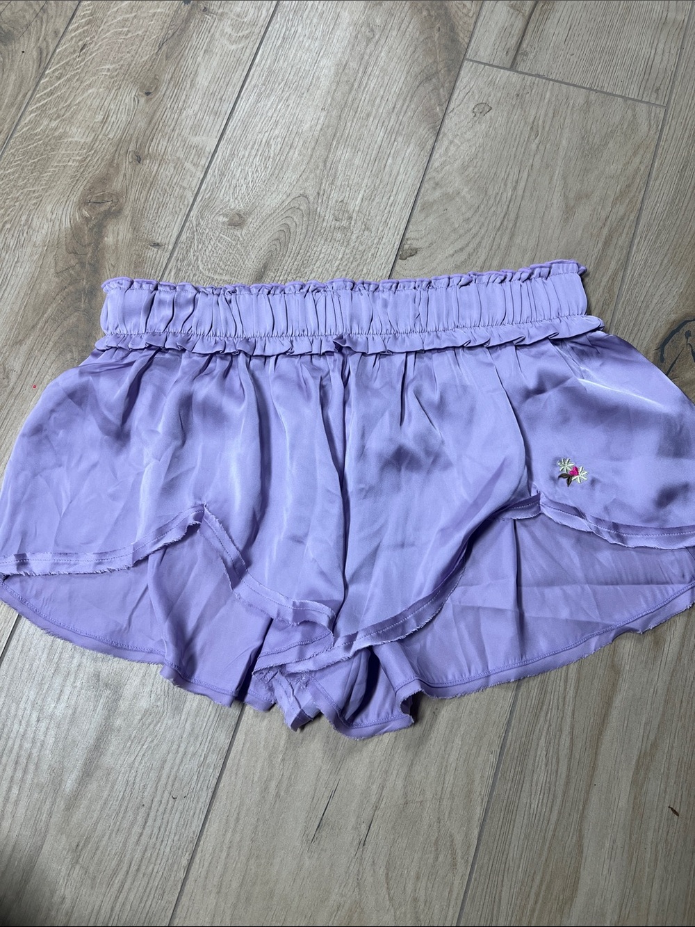 Free People Lavender Ruffle Hem Shorts